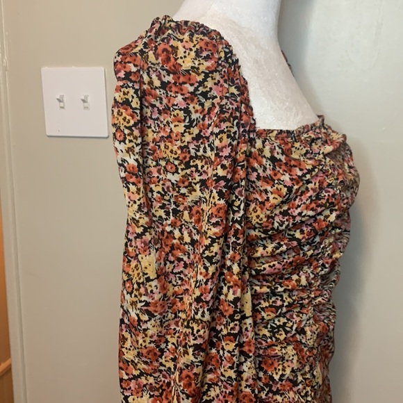 Pretty Little Thing Multi Floral Chiffon Double Ruched Bodycon Dress Shabby Chic - Picture 6 of 13